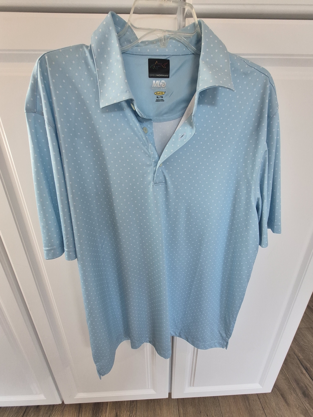 Greg Norman Collection Pale Blue Microdot Polo